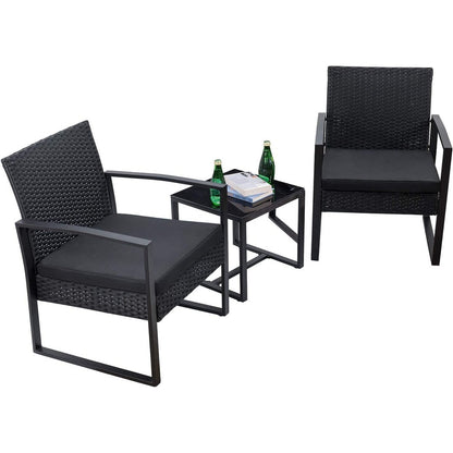 Furniwell 3 Pieces Patio Conversation Set Chairs with Coffee Table