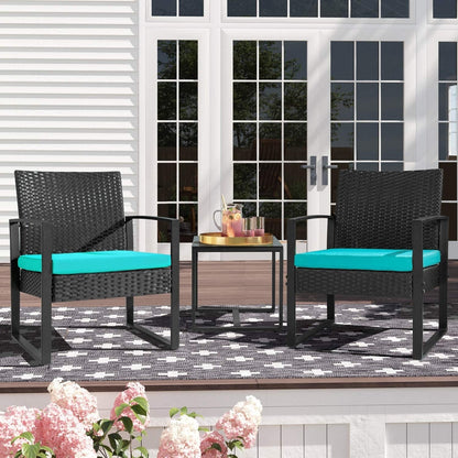 Furniwell 3 Pieces Patio Conversation Set Chairs with Coffee Table