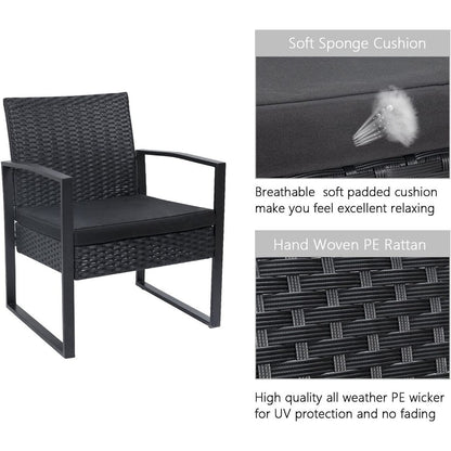 Furniwell 3 Pieces Patio Conversation Set Chairs with Coffee Table