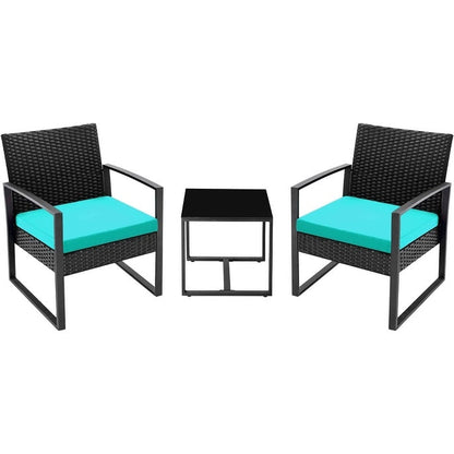 Furniwell 3 Pieces Patio Conversation Set Chairs with Coffee Table