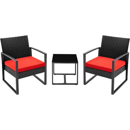 Furniwell 3 Pieces Patio Conversation Set Chairs with Coffee Table