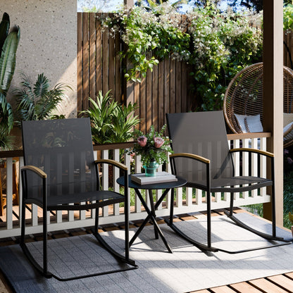 Futzca 3-Piece Patio Bistro Sets, Two Chairs with Coffee Table