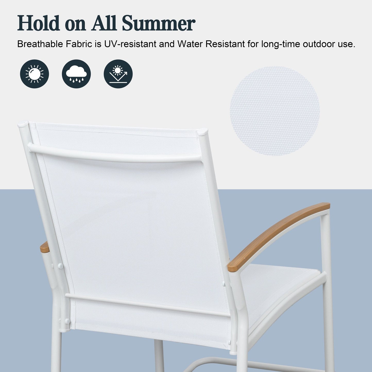 Futzca 3-Piece Patio Bistro Sets, Two Chairs with Coffee Table
