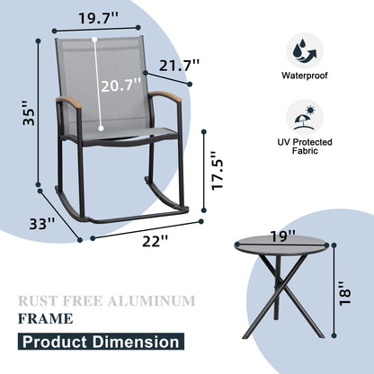 Futzca 3-Piece Patio Bistro Sets, Two Chairs with Coffee Table