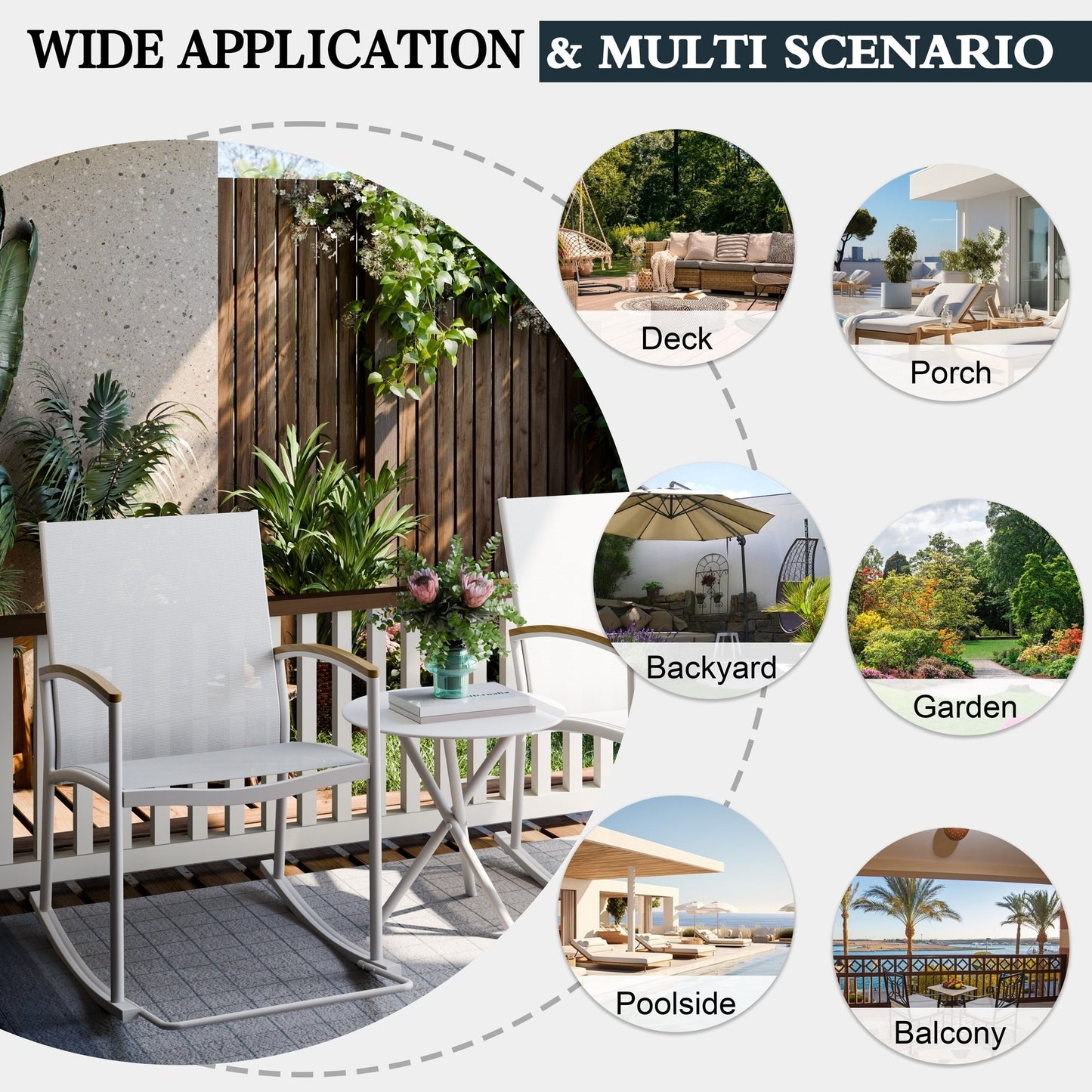 Futzca 3-Piece Patio Bistro Sets, Two Chairs with Coffee Table