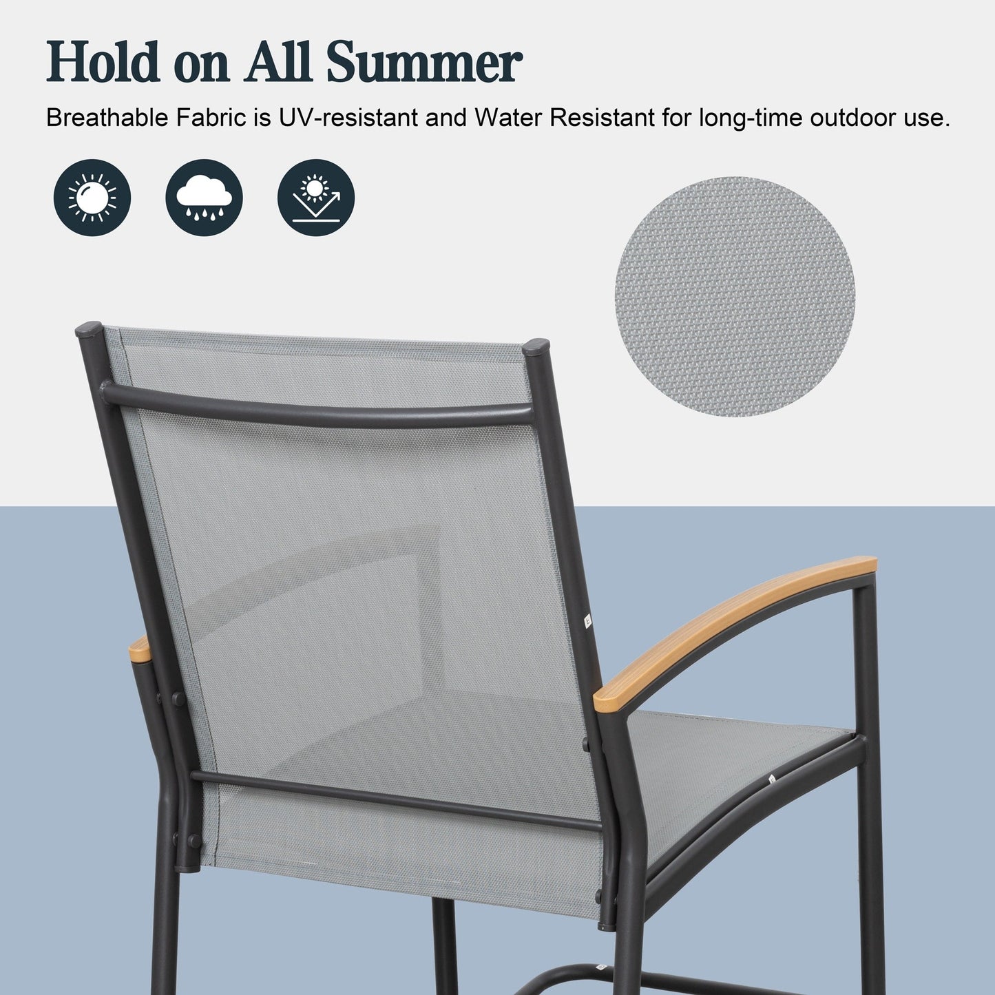 Futzca 3-Piece Patio Bistro Sets, Two Chairs with Coffee Table