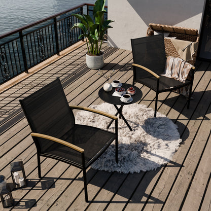 Futzca 3-Piece Patio Bistro Sets, Two Chairs with Coffee Table