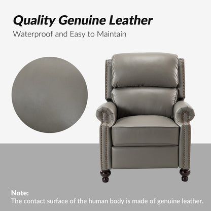 Gabriela Mid-Century Modern Genuine Leather Recliner Nail Head Trim Set of 2 by HULALA HOME