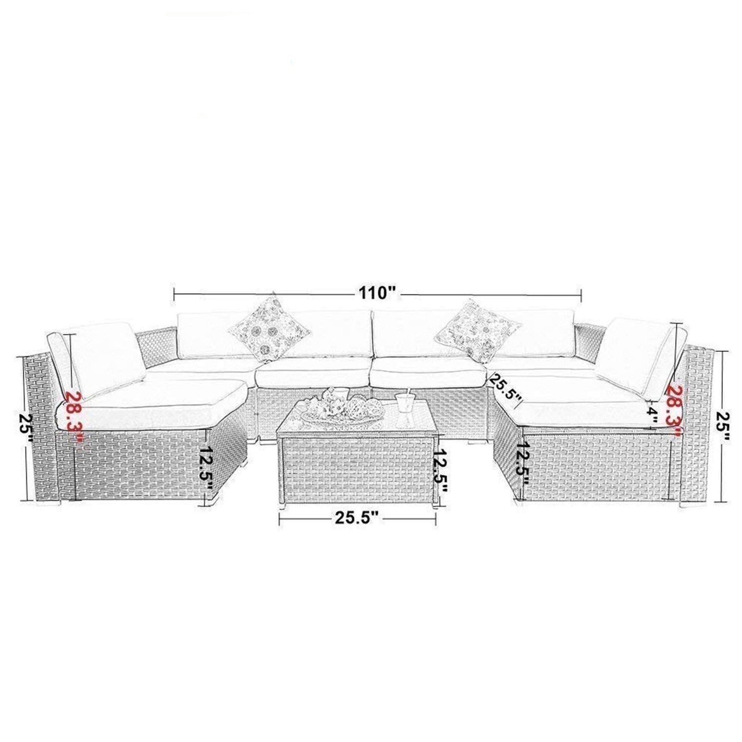 Gariau Rattan/Wicker 13-Piece Outdoor Patio Conversation Sectional Set with 2 Kinds of Gas Fire Pit Tables by Havenside Home