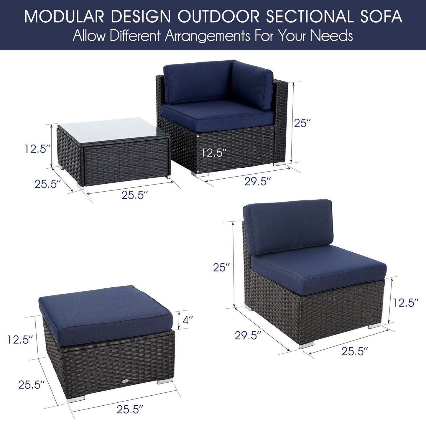 Gariau Rattan/Wicker 13-Piece Outdoor Patio Conversation Sectional Set with 2 Kinds of Gas Fire Pit Tables by Havenside Home