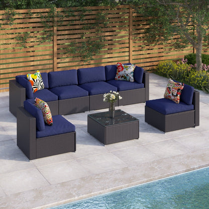 Gariau Rattan/Wicker 13-Piece Outdoor Patio Conversation Sectional Set with 2 Kinds of Gas Fire Pit Tables by Havenside Home