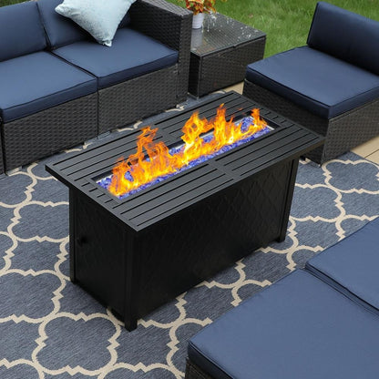 Gariau Rattan/Wicker 13-Piece Outdoor Patio Conversation Sectional Set with 2 Kinds of Gas Fire Pit Tables by Havenside Home