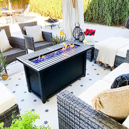 Gariau Rattan/Wicker 13-Piece Outdoor Patio Conversation Sectional Set with 2 Kinds of Gas Fire Pit Tables by Havenside Home