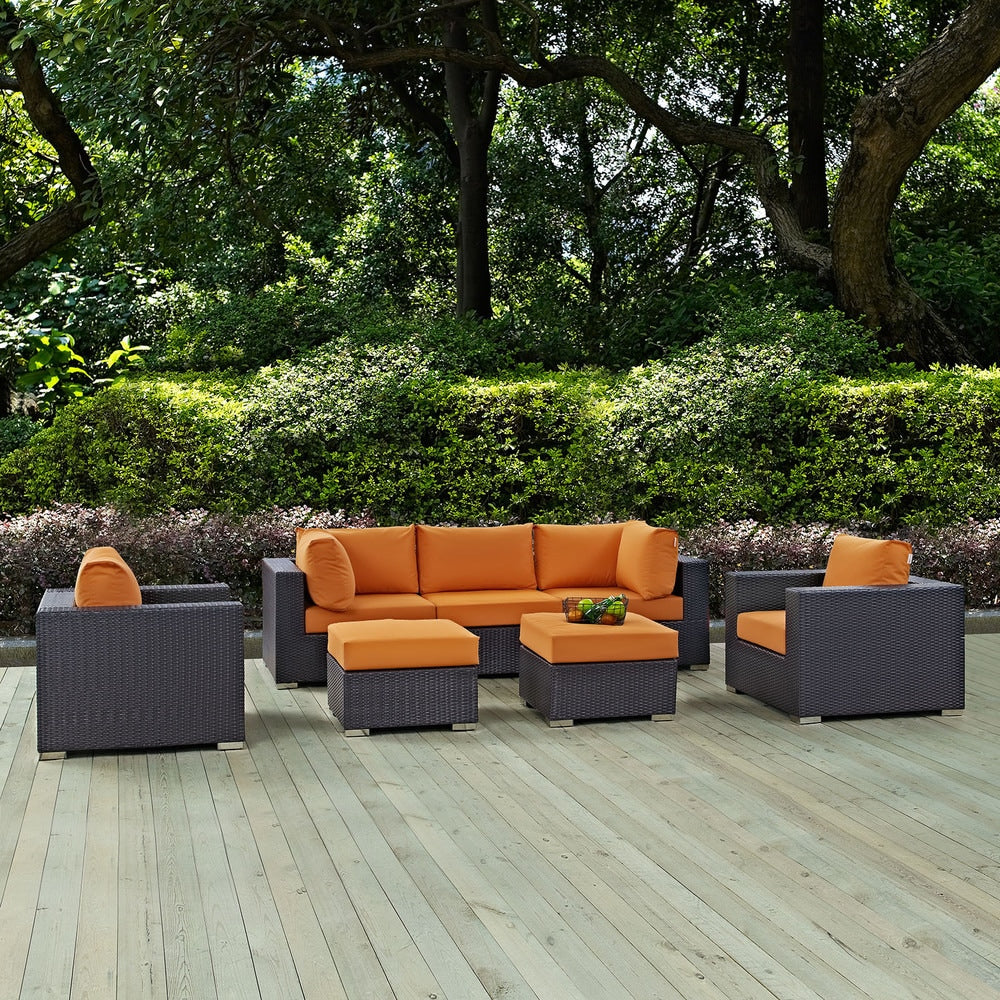 Bocabec Synthetic Rattan Outdoor Patio Sectional Set (7 Piece Set) by Havenside Home
