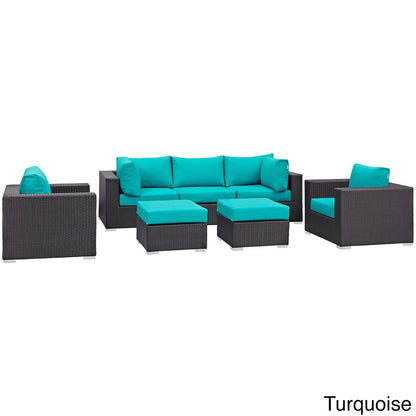 Bocabec Synthetic Rattan Outdoor Patio Sectional Set (7 Piece Set) by Havenside Home