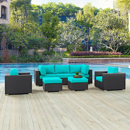 Bocabec Synthetic Rattan Outdoor Patio Sectional Set (7 Piece Set) by Havenside Home