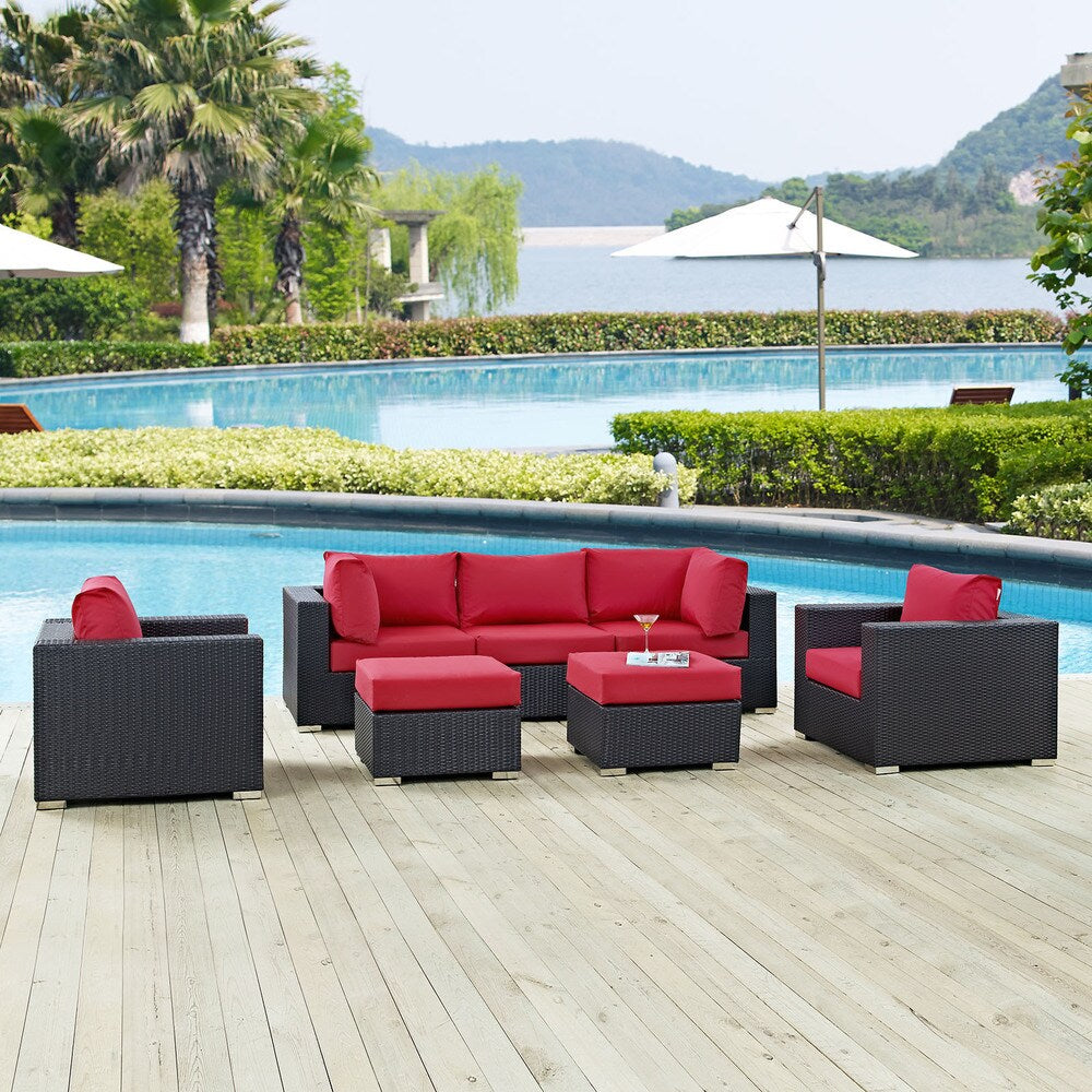 Bocabec Synthetic Rattan Outdoor Patio Sectional Set (7 Piece Set) by Havenside Home