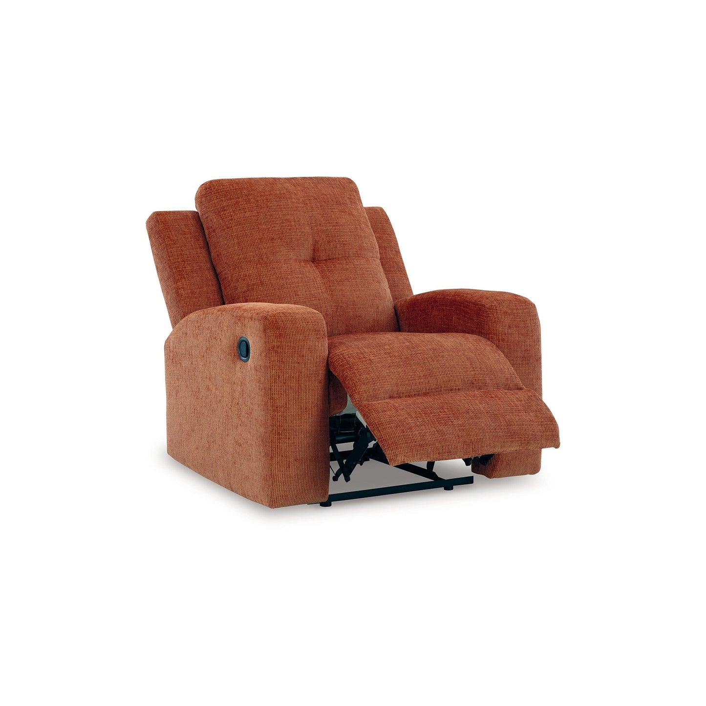 Genna Manual Recliner Chair, Spice Orange Polyester, Soft Cushion