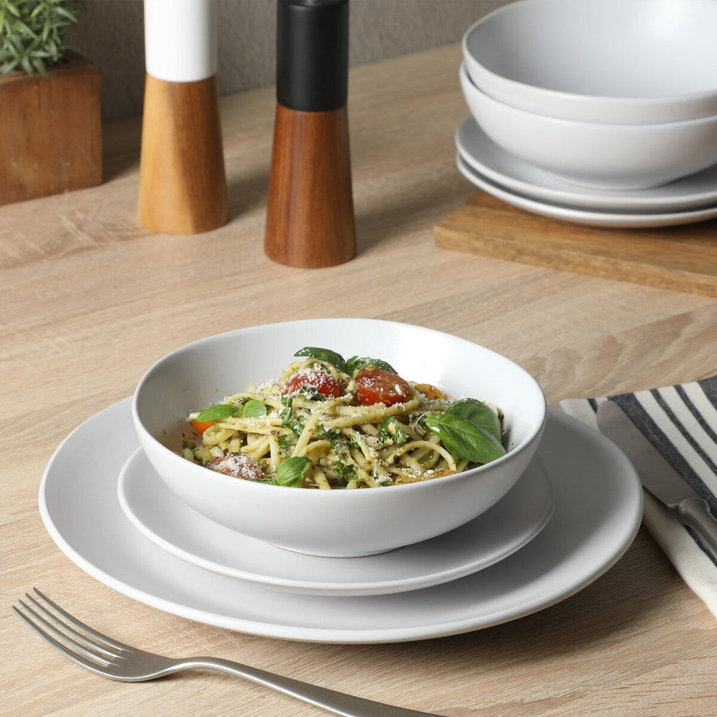 Gibson Home Bethel 18 Piece Plates and Bowls Ceramic Stoneware Organic Shape Dinnerware Set (Service for 6)