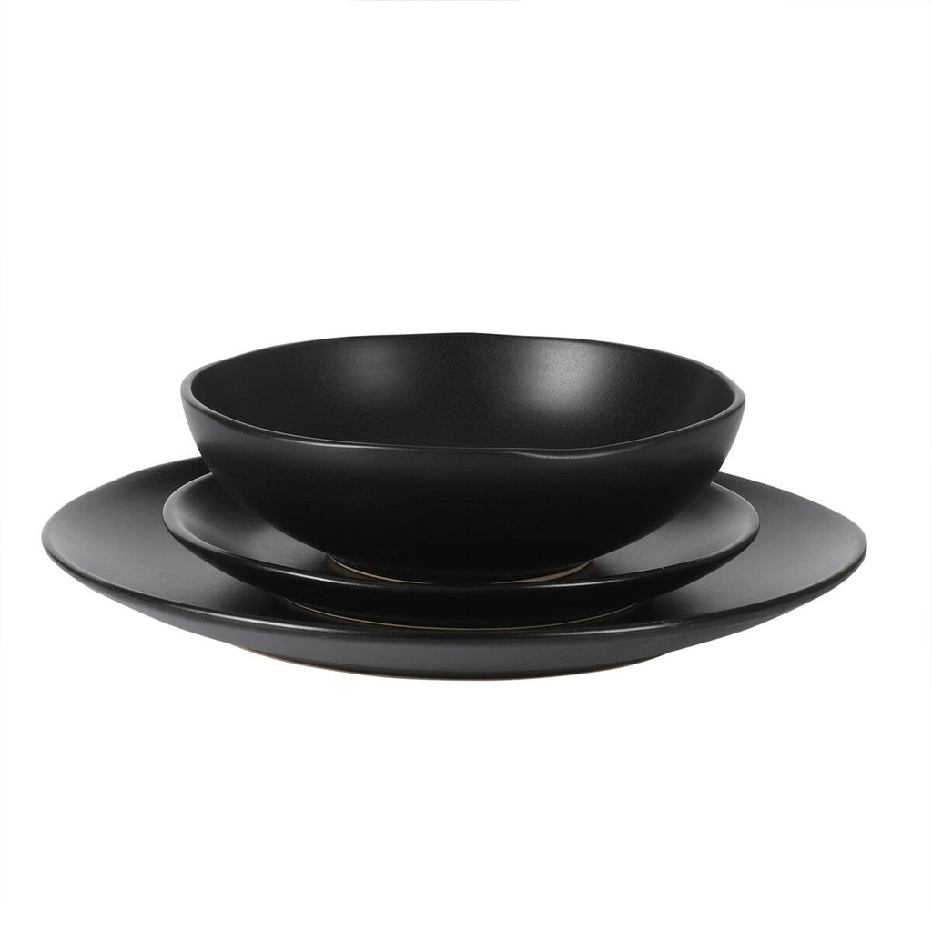 Gibson Home Bethel 18 Piece Plates and Bowls Ceramic Stoneware Organic Shape Dinnerware Set (Service for 6)