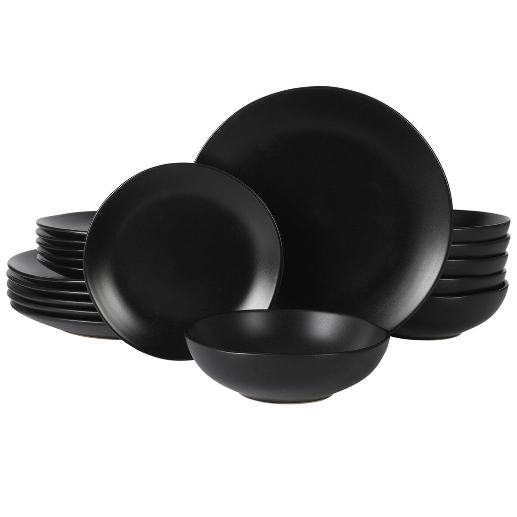 Gibson Home Bethel 18 Piece Plates and Bowls Ceramic Stoneware Organic Shape Dinnerware Set (Service for 6)