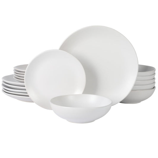 Gibson Home Bethel 18 Piece Plates and Bowls Ceramic Stoneware Organic Shape Dinnerware Set (Service for 6)