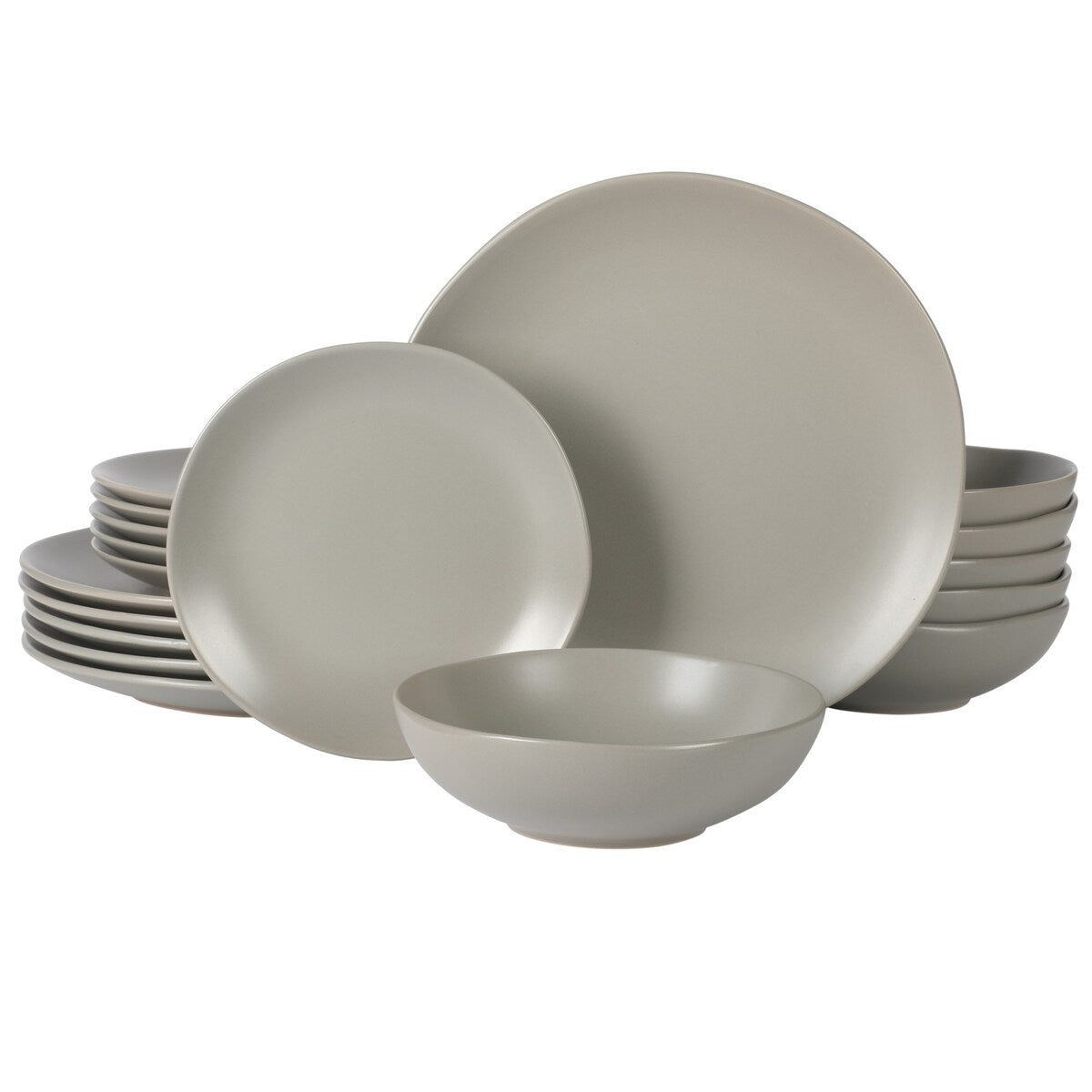 Gibson Home Bethel 18 Piece Plates and Bowls Ceramic Stoneware Organic Shape Dinnerware Set (Service for 6)