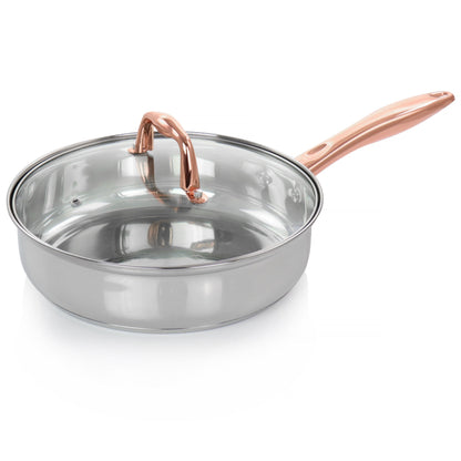 Gibson Home Bransonville 8 Piece Stainless Steel Cookware Set in Chrome and Bronze