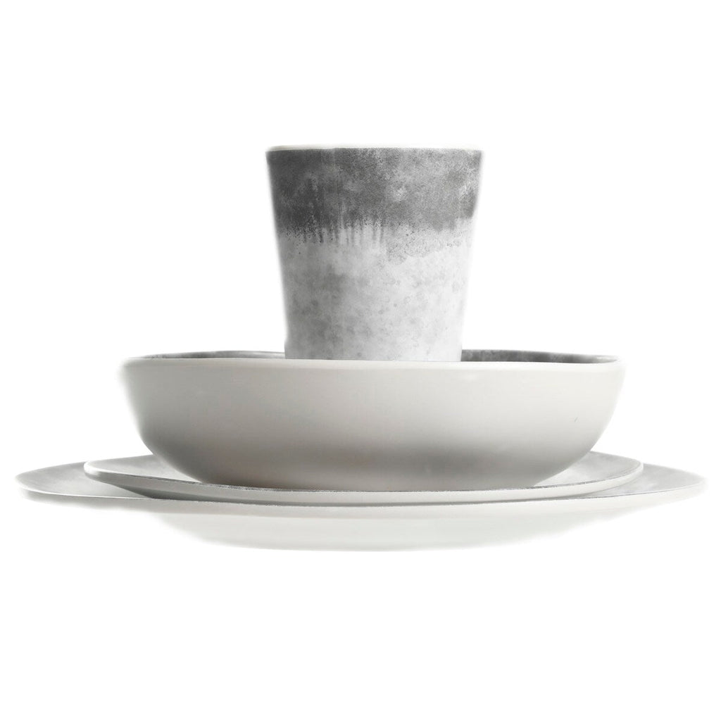 Gibson Home Granite Round Melamine Dinnerware Set, Service for Four (16pcs), Marble