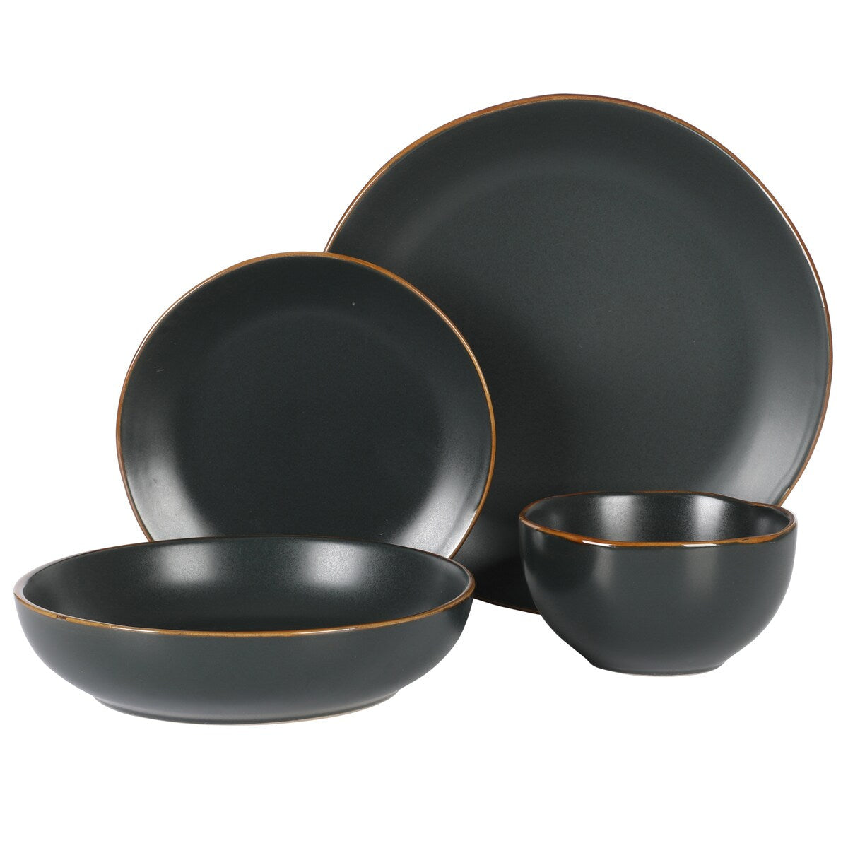 Gibson Home Hazeltine 16 Piece Plates and Bowls Dishes Stoneware Ceramic Dinnerware Set