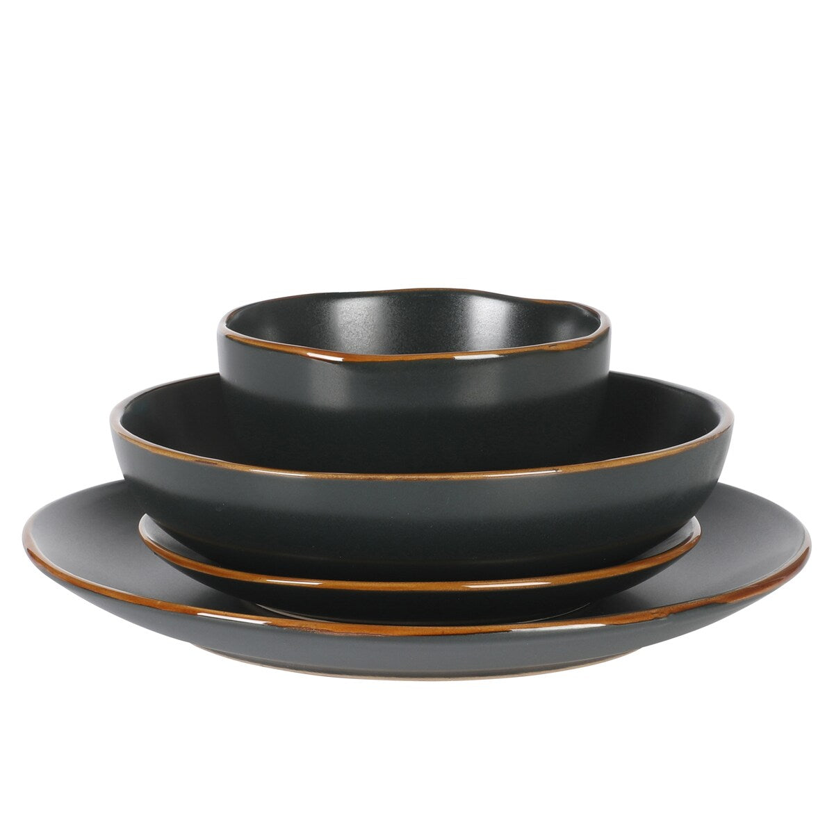 Gibson Home Hazeltine 16 Piece Plates and Bowls Dishes Stoneware Ceramic Dinnerware Set