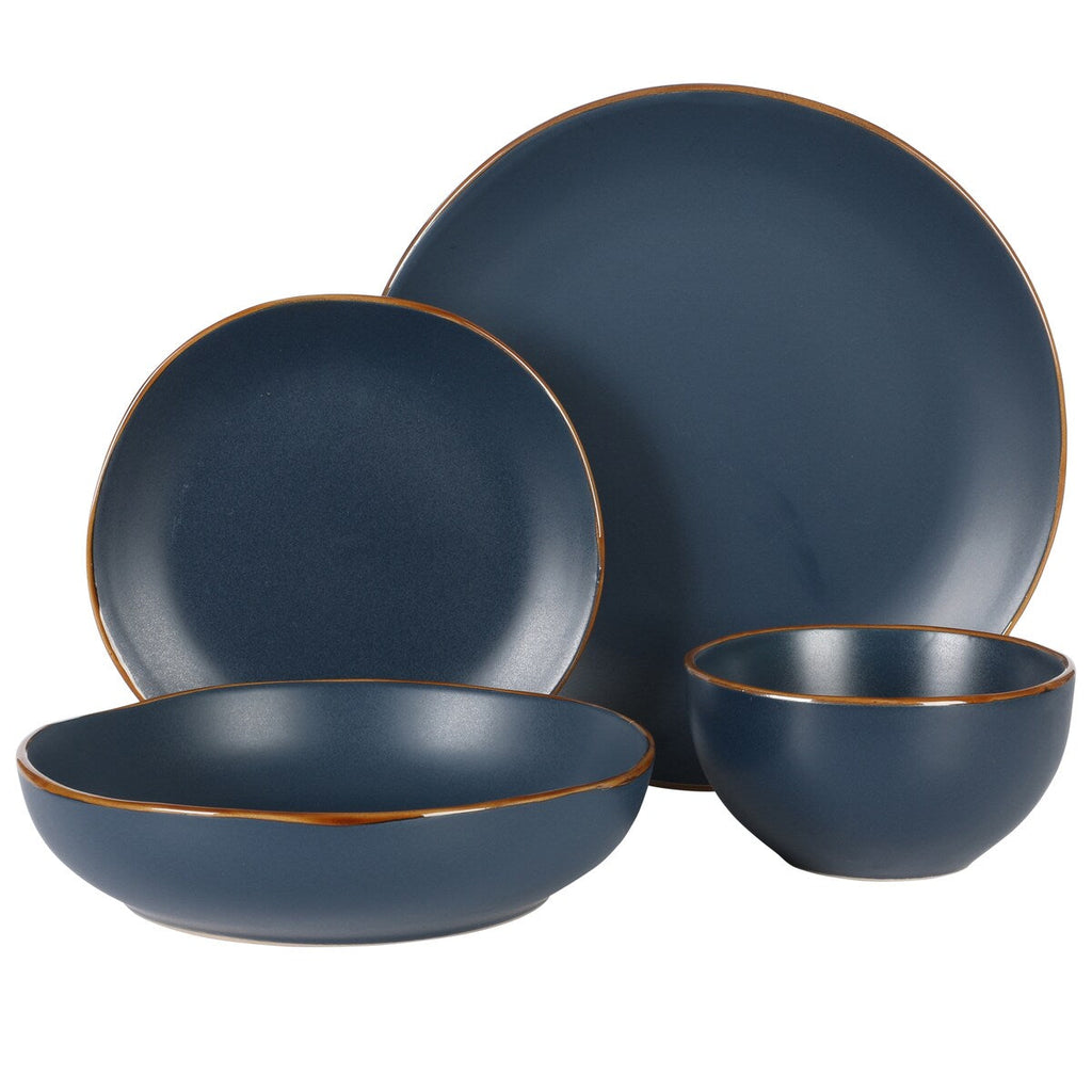 Gibson Home Hazeltine 16 Piece Plates and Bowls Dishes Stoneware Ceramic Dinnerware Set