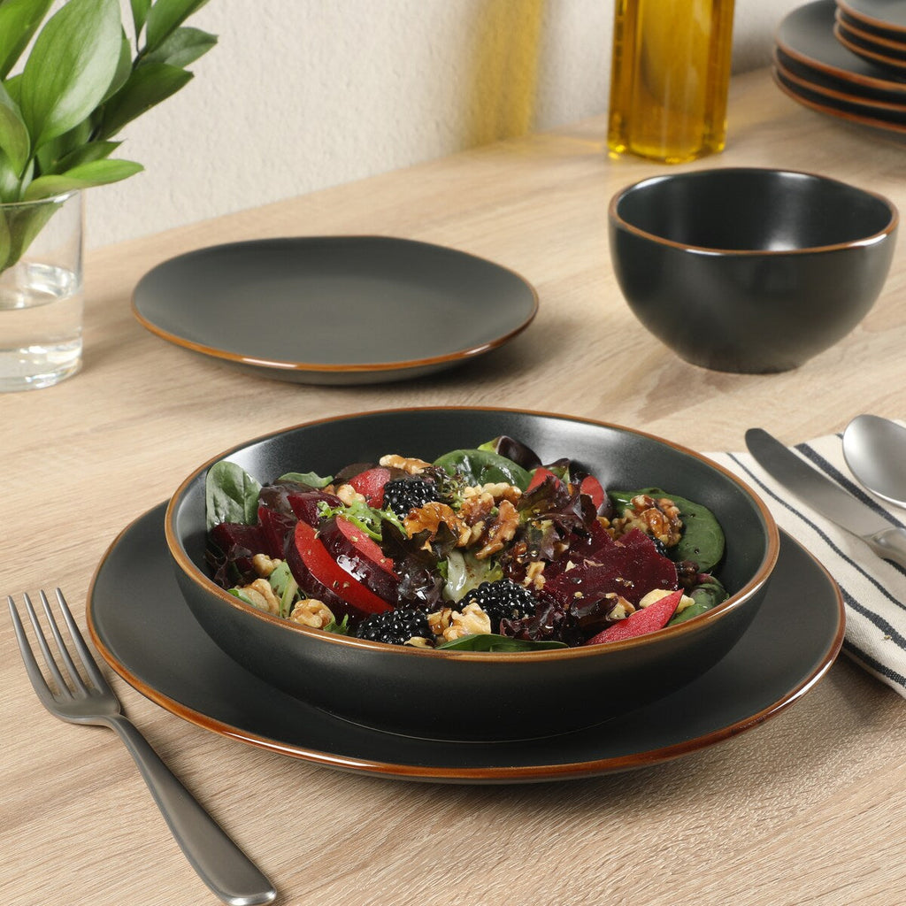 Gibson Home Hazeltine 16 Piece Plates and Bowls Dishes Stoneware Ceramic Dinnerware Set