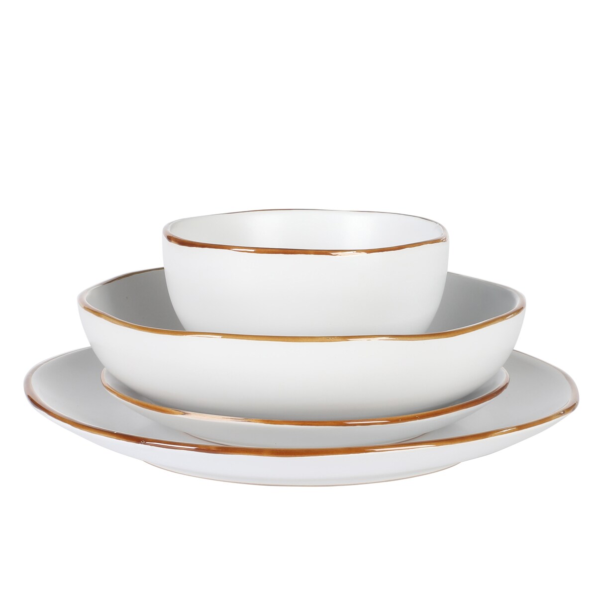 Gibson Home Hazeltine 16 Piece Plates and Bowls Dishes Stoneware Ceramic Dinnerware Set