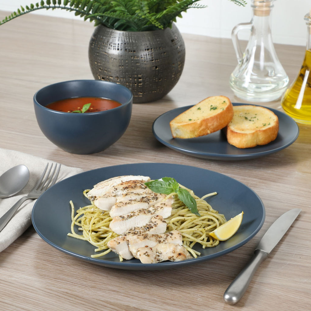Gibson Home Queenslane 12 Piece Stoneware Matte Dinnerware Set