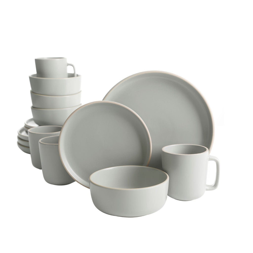 Gibson Home Zuma 16 Piece Stoneware Plates, Bowls, & Mugs Dinnerware Set - Matte White