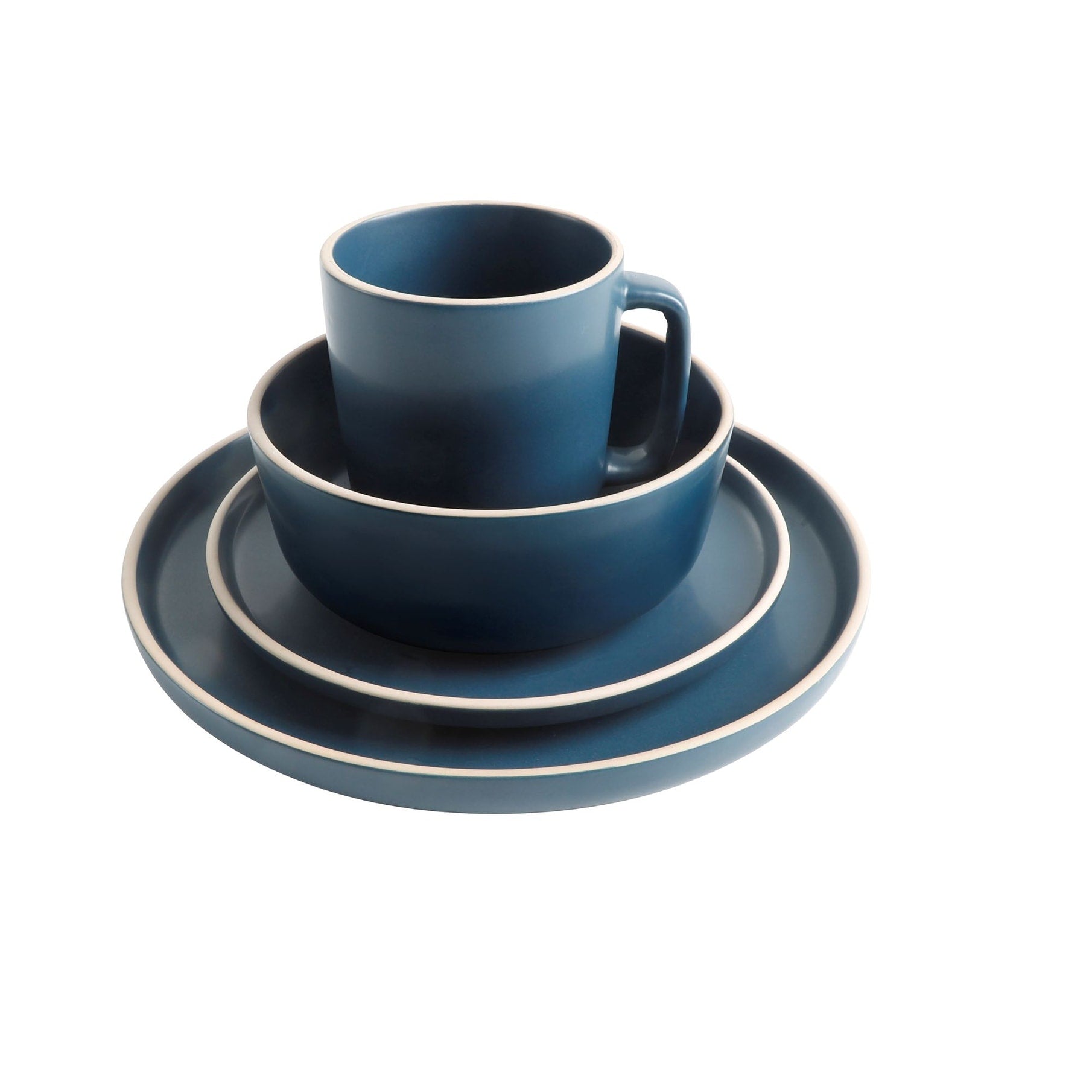 Gibson Home Zuma 16 Piece Stoneware Plates, Bowls, & Mugs Dinnerware Set - Matte White