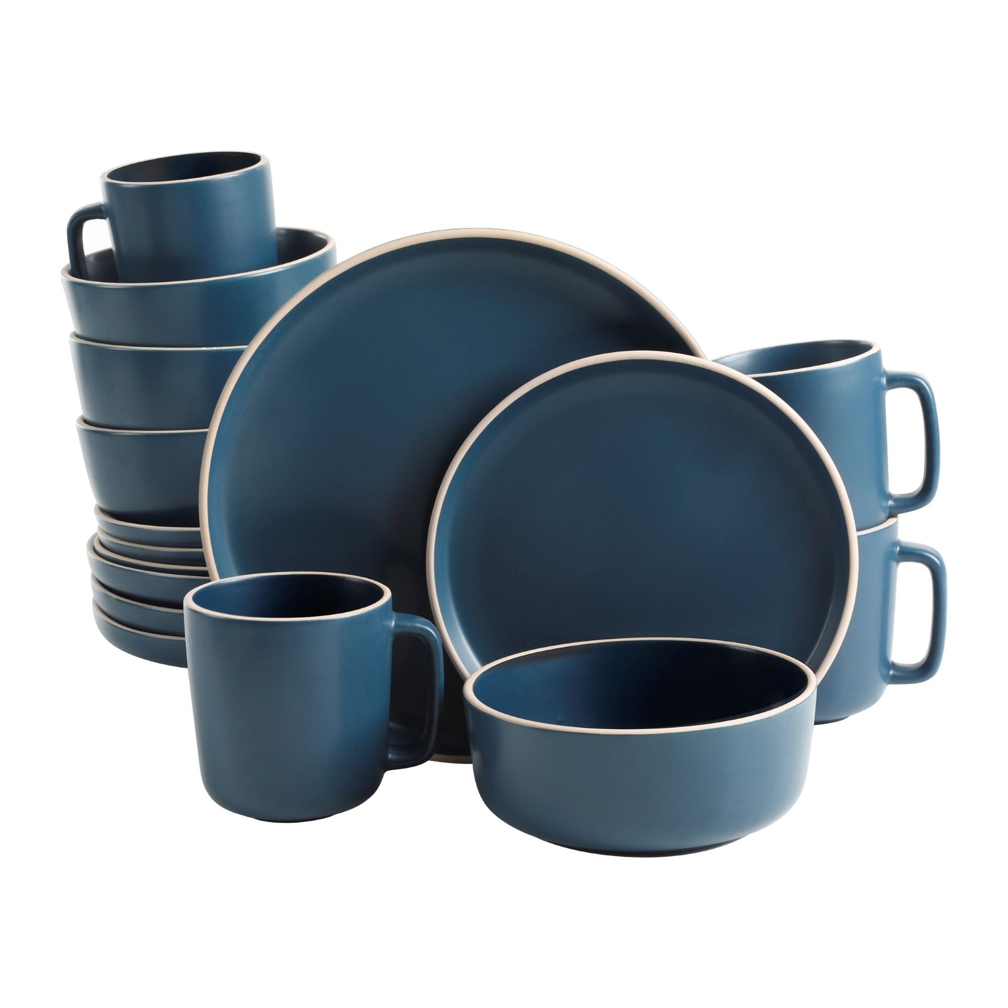 Gibson Home Zuma 16 Piece Stoneware Plates, Bowls, & Mugs Dinnerware Set - Matte White