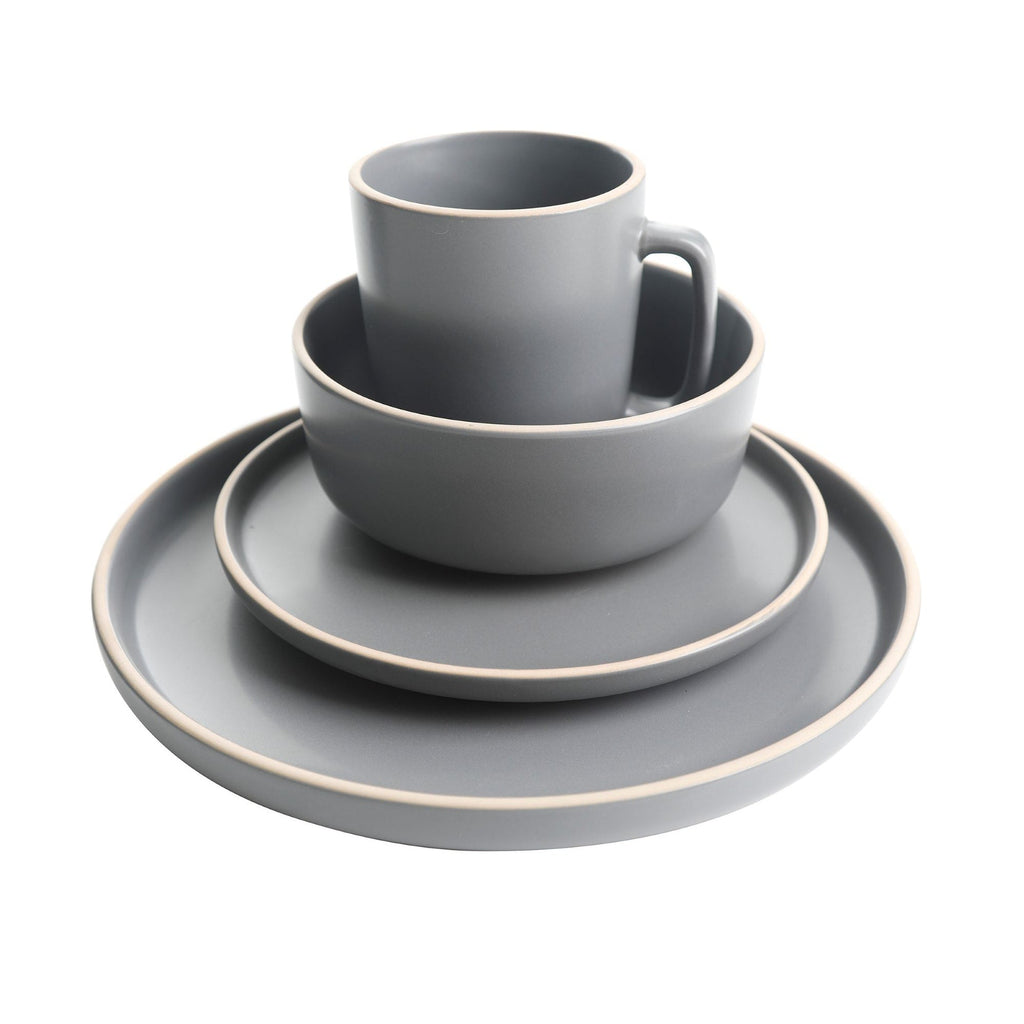 Gibson Home Zuma 16 Piece Stoneware Plates, Bowls, & Mugs Dinnerware Set - Matte White