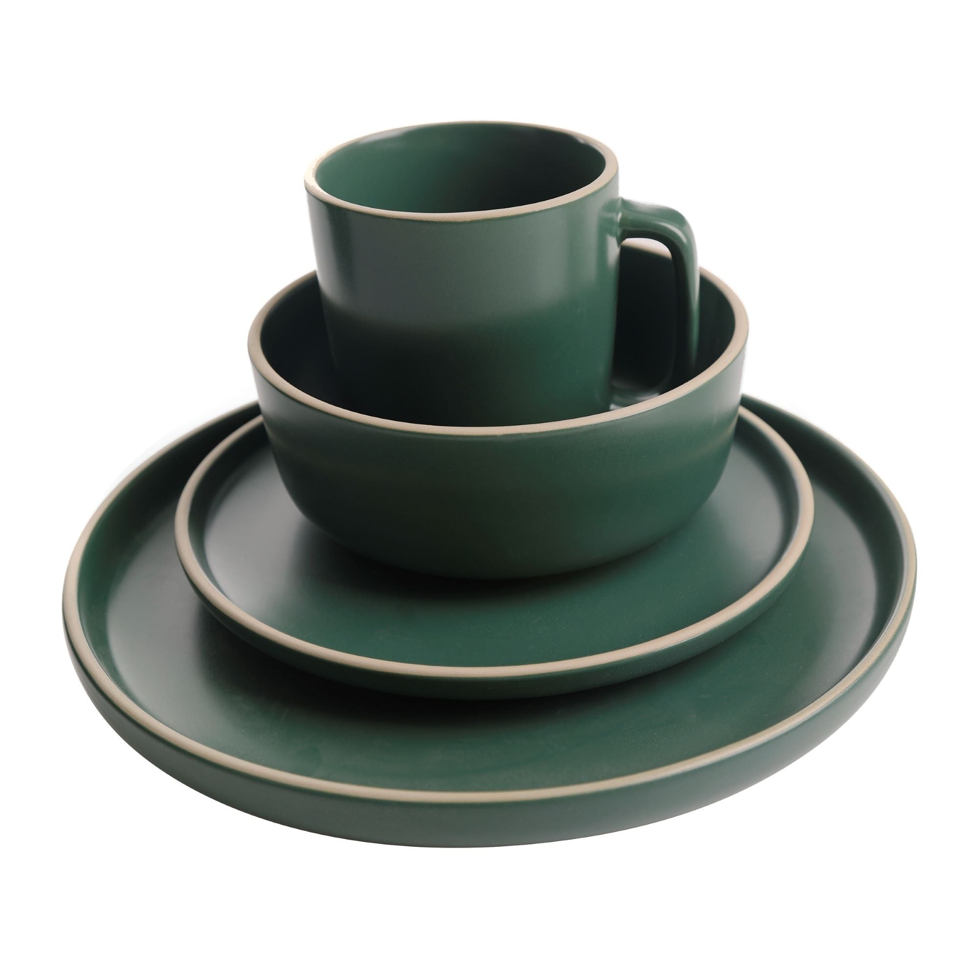 Gibson Home Zuma 16 Piece Stoneware Plates, Bowls, & Mugs Dinnerware Set - Matte White