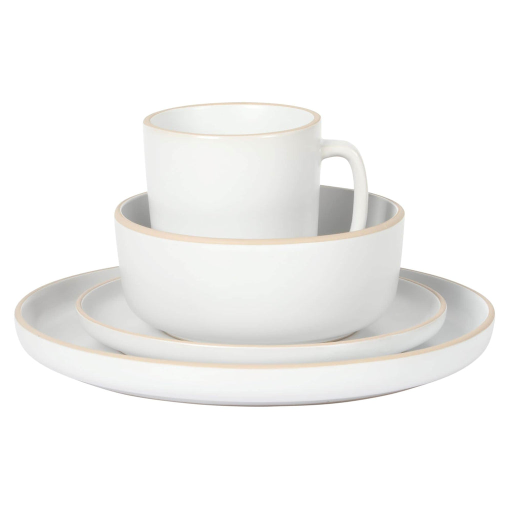 Gibson Home Zuma 16 Piece Stoneware Plates, Bowls, & Mugs Dinnerware Set - Matte White