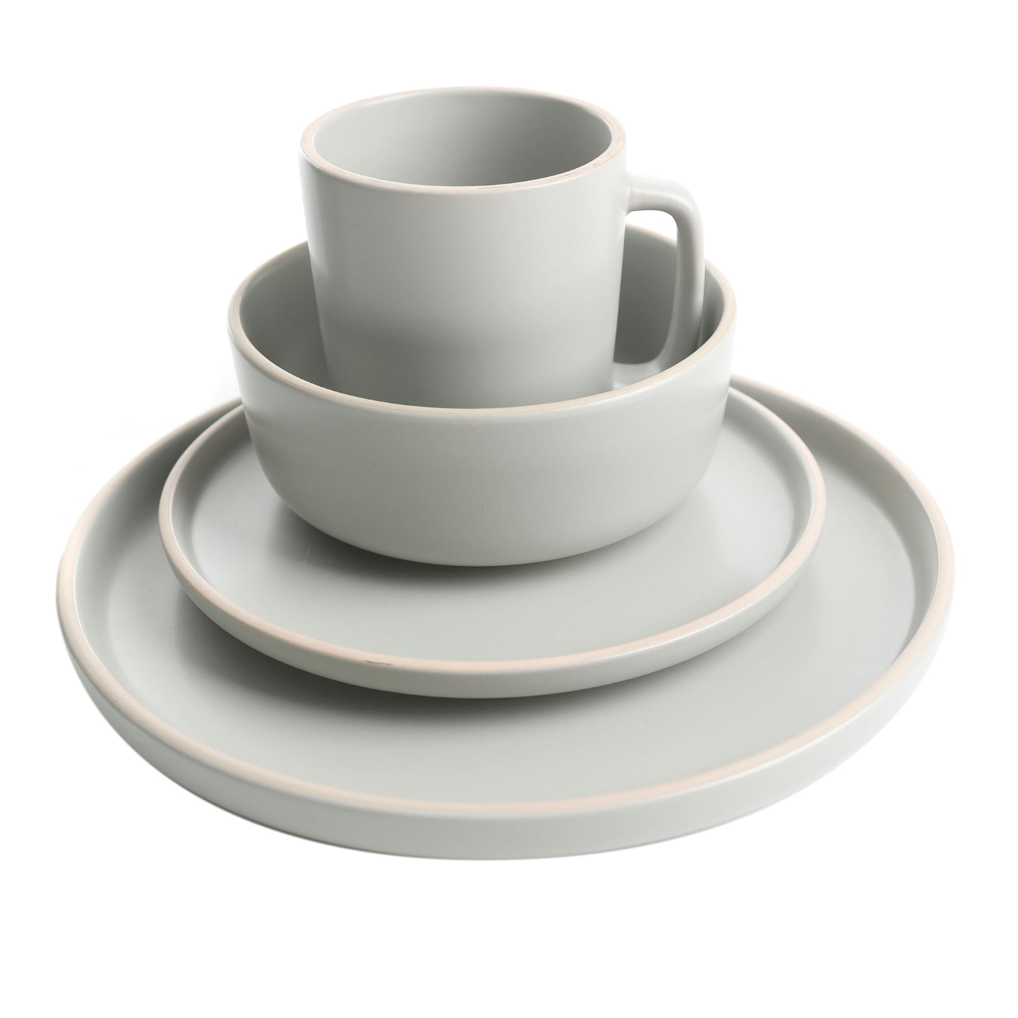 Gibson Home Zuma 16 Piece Stoneware Plates, Bowls, & Mugs Dinnerware Set - Matte White