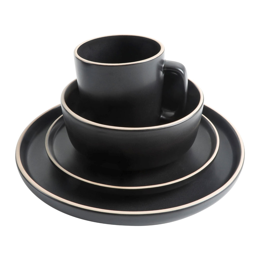 Gibson Home Zuma 16 Piece Stoneware Plates, Bowls, & Mugs Dinnerware Set - Matte White