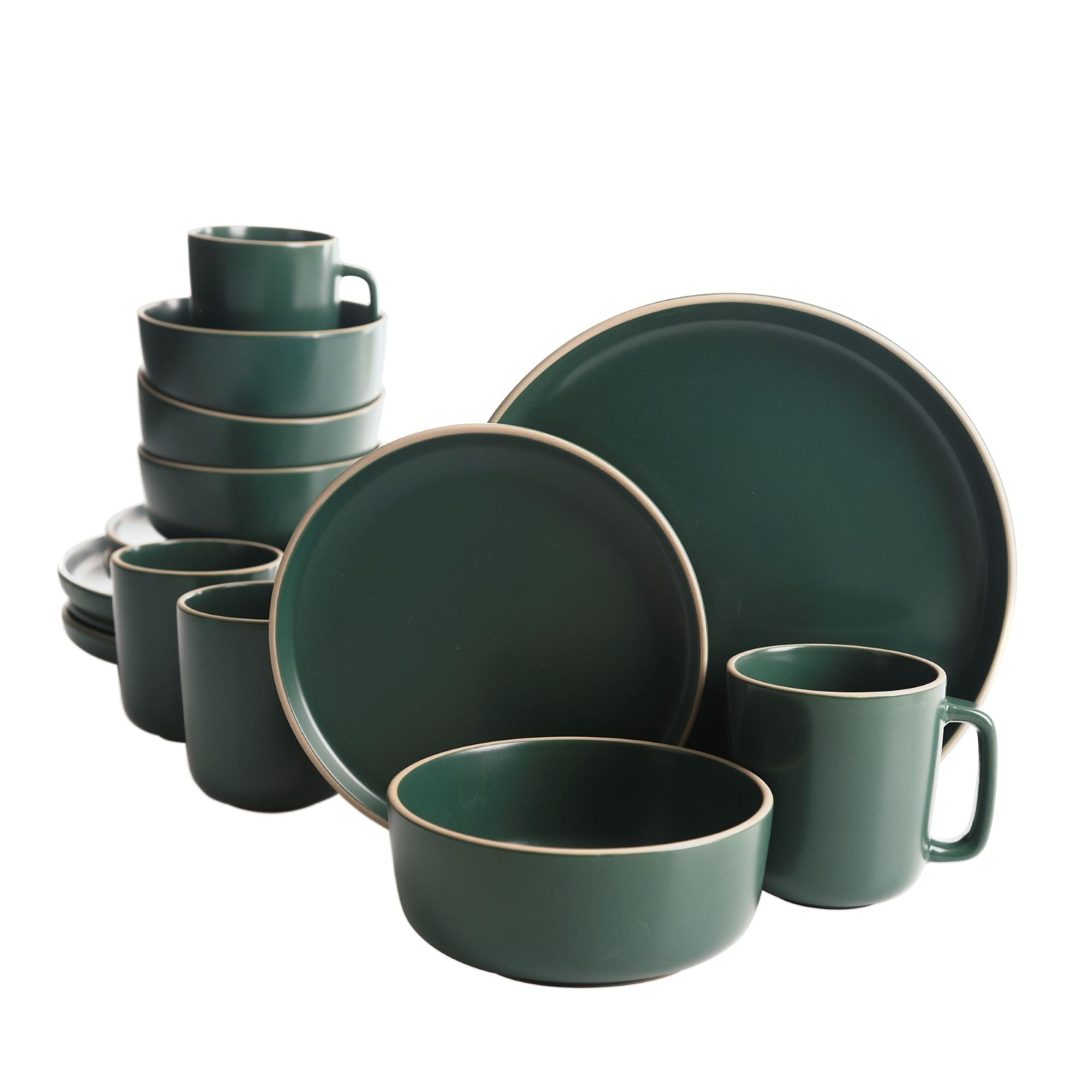 Gibson Home Zuma 16 Piece Stoneware Plates, Bowls, & Mugs Dinnerware Set - Matte White