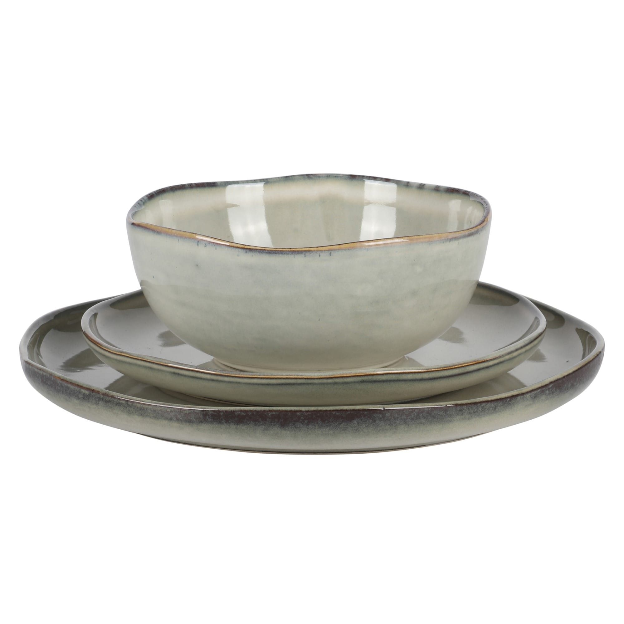 Gibson Soho Lounge Nardini 12 Piece (Service for 4) Plates and Bowls Reactive Glaze Dishes Stoneware Dinnerware Set