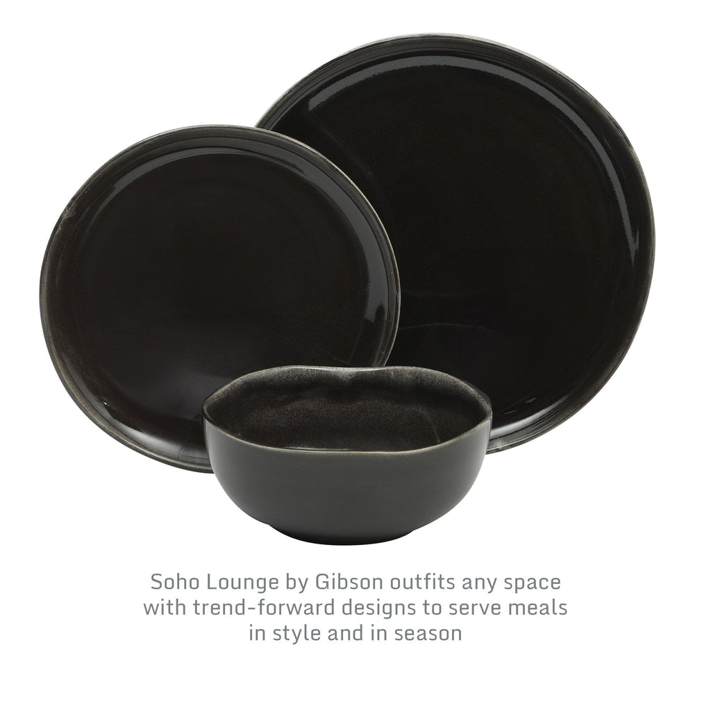 Gibson Soho Lounge Nardini 12 Piece (Service for 4) Plates and Bowls Reactive Glaze Dishes Stoneware Dinnerware Set