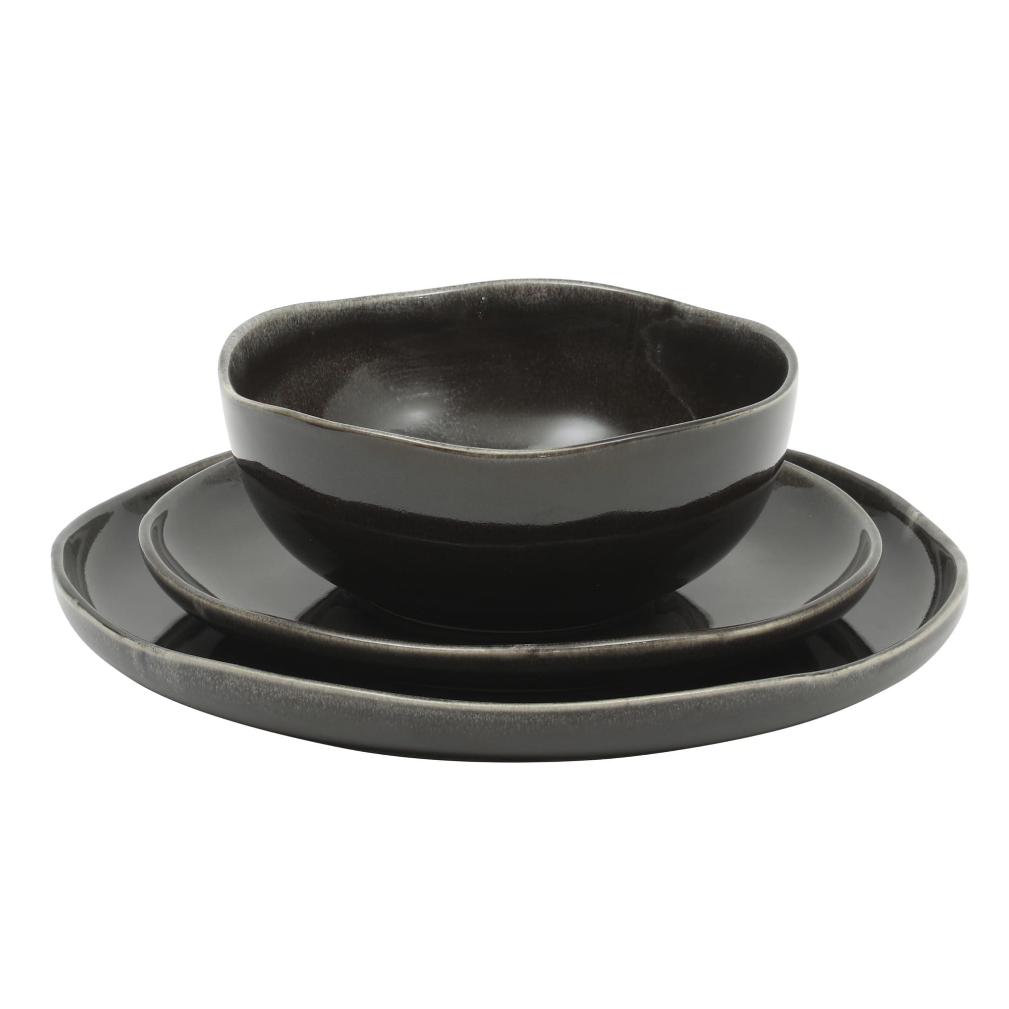 Gibson Soho Lounge Nardini 12 Piece (Service for 4) Plates and Bowls Reactive Glaze Dishes Stoneware Dinnerware Set