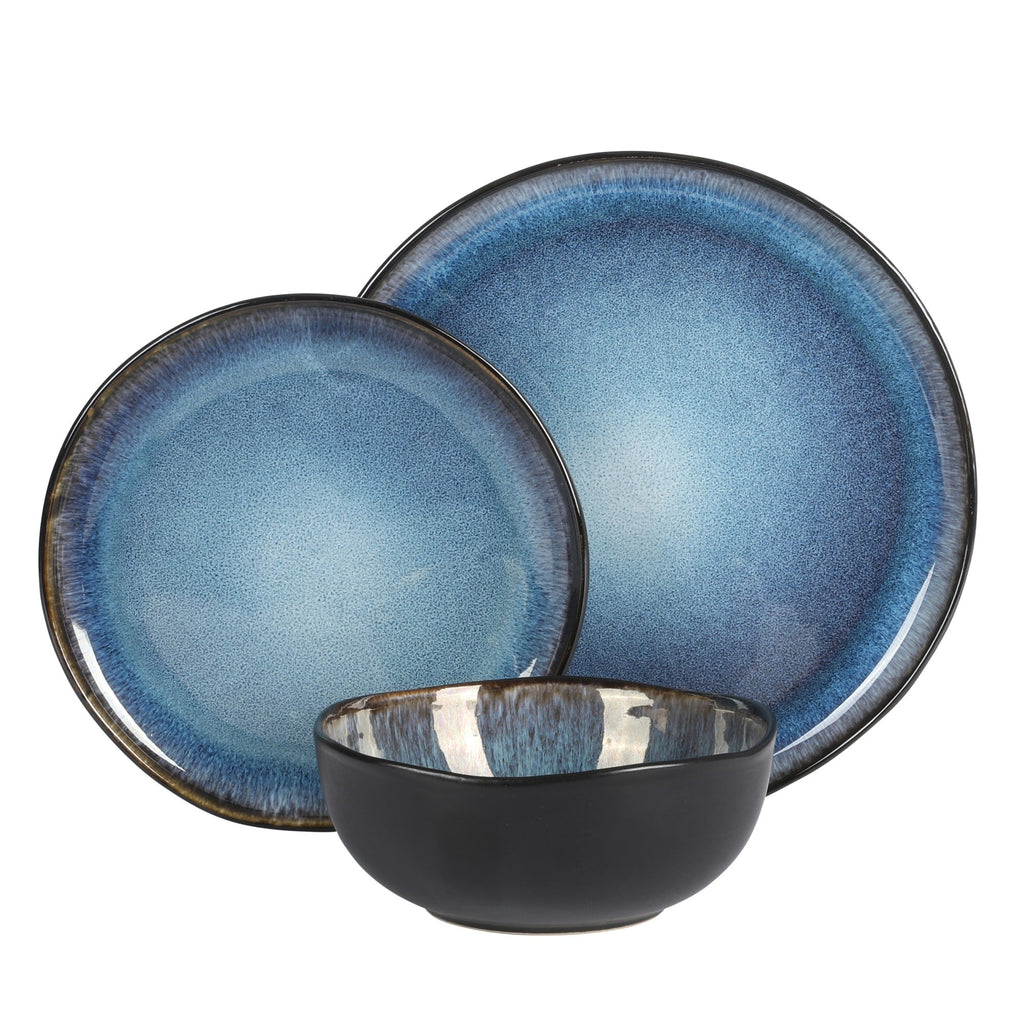 Gibson Soho Lounge Nardini 12 Piece (Service for 4) Plates and Bowls Reactive Glaze Dishes Stoneware Dinnerware Set