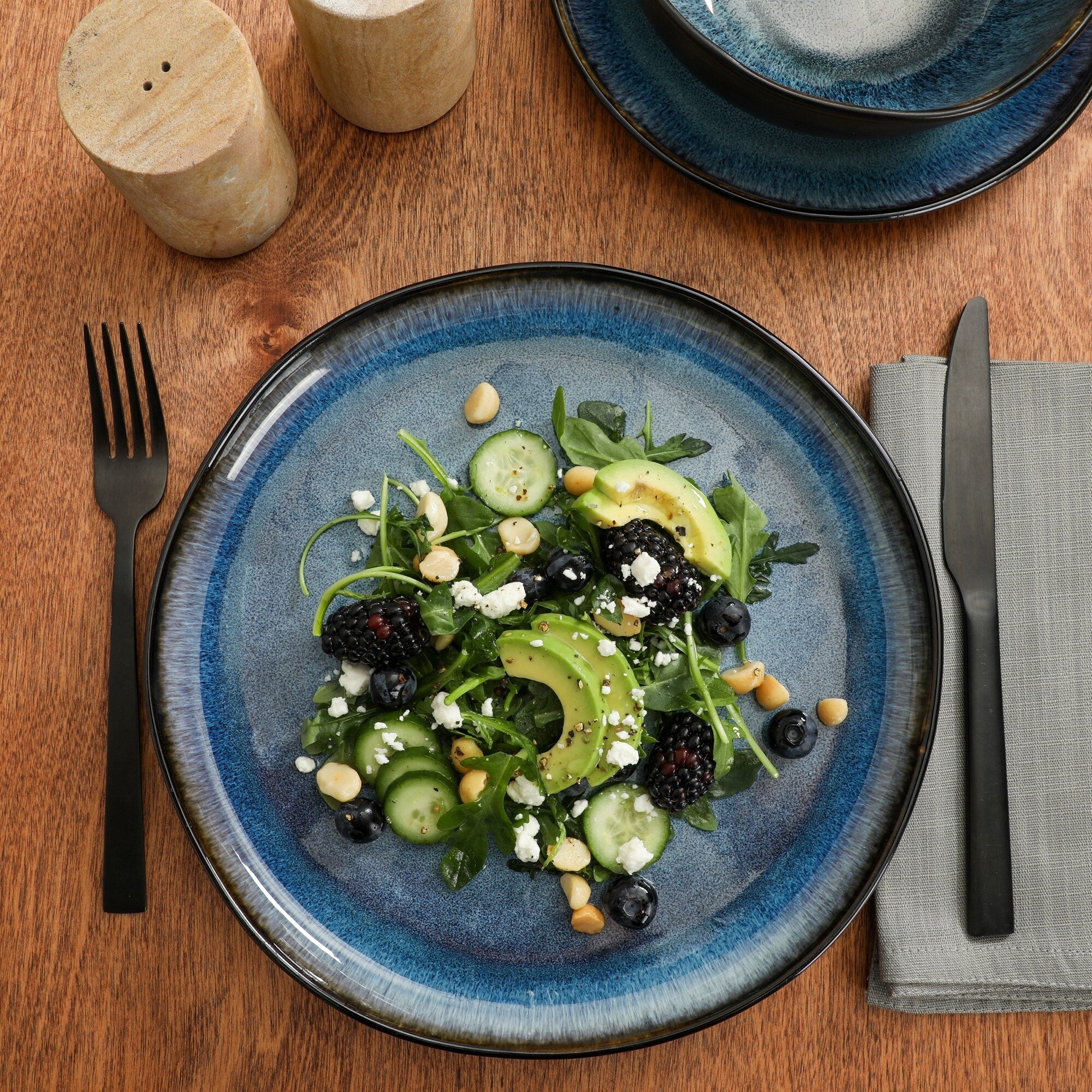 Gibson Soho Lounge Nardini 12 Piece (Service for 4) Plates and Bowls Reactive Glaze Dishes Stoneware Dinnerware Set