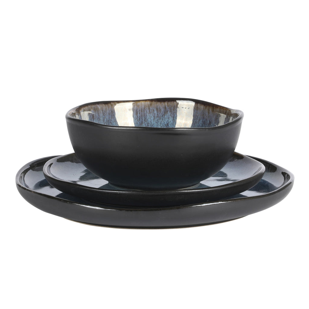 Gibson Soho Lounge Nardini 12 Piece (Service for 4) Plates and Bowls Reactive Glaze Dishes Stoneware Dinnerware Set